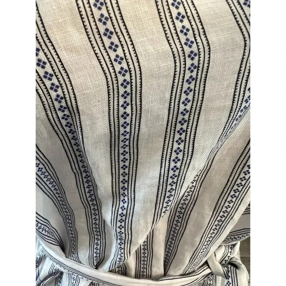 Heidi Klein Women’s Sardinia Frill Belted Midi Dress Linen Size Small Blue White - Picture 8 of 12